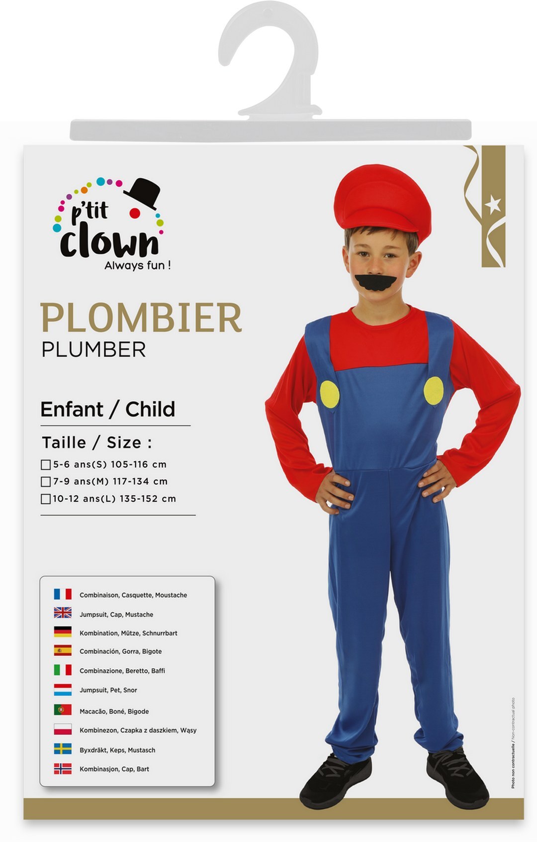 Costume plombier - enfant - bleu, rouge