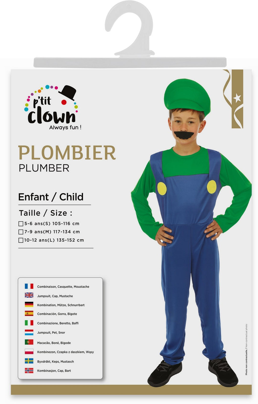 Costume plombier - enfant - bleu, vert