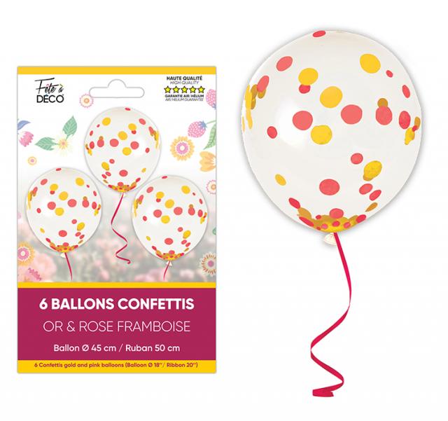 BALLONS CONFETTIS X 6 FLORAL