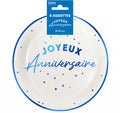 ASSIETTES X 8 ANNIVERSAIRE 18CM BLEU