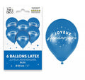 BEUTEL 6 BLAUE LATEX-GEBURTSTAGSBALLONS