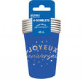 GOBELETS X 6 ANNIVERSAIRE 25CL BLEU V24