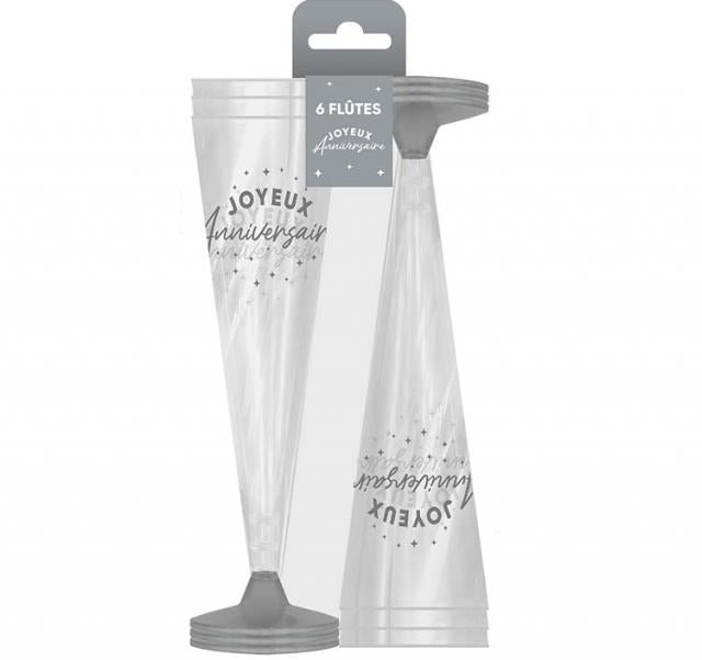 PLASTIK-SEKTGLÄSER X6 SILBER