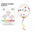 6 ballons confettis Multicolores