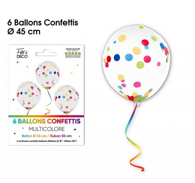 6 Konfettiballons, mehrfarbig