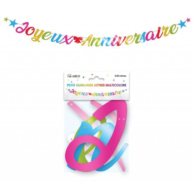 Girlande Buchstaben Metallisch 2.5m Happy Birthday Mehrfarbig