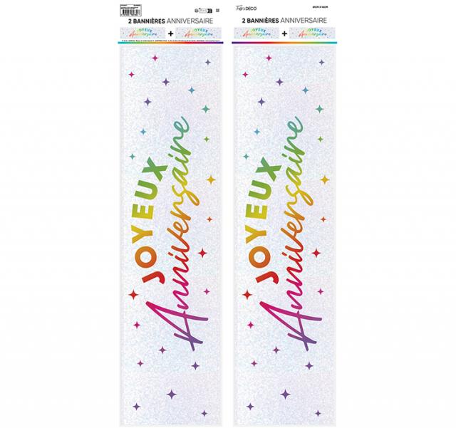 2 Metallische bunte Happy Birthday Banner