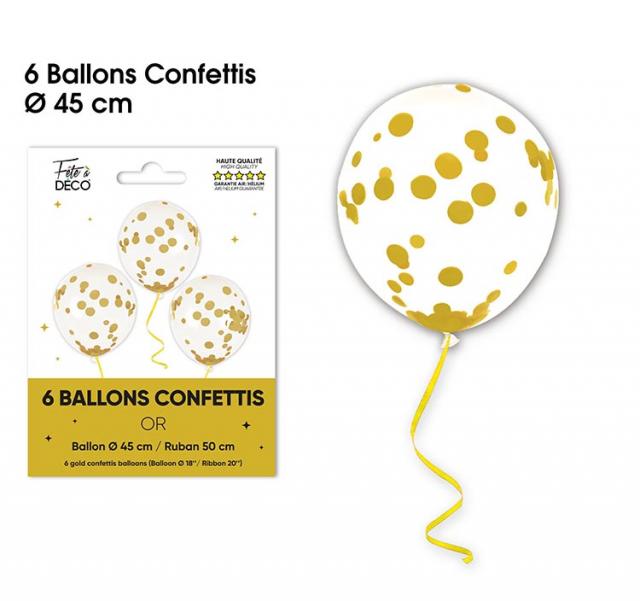6 Konfetti-Ballons Gold
