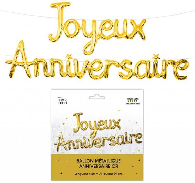 Ballon Métallique Joyeux Anniversaire Or