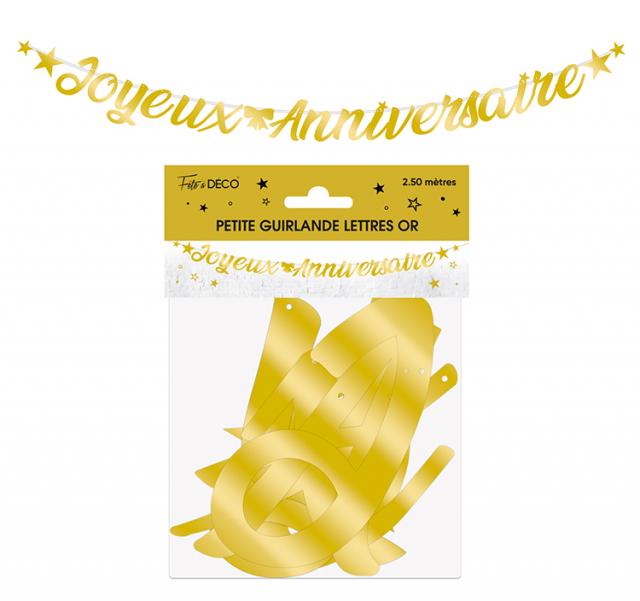 Girlande Metallisch 2.5 m Happy Birthday Gold