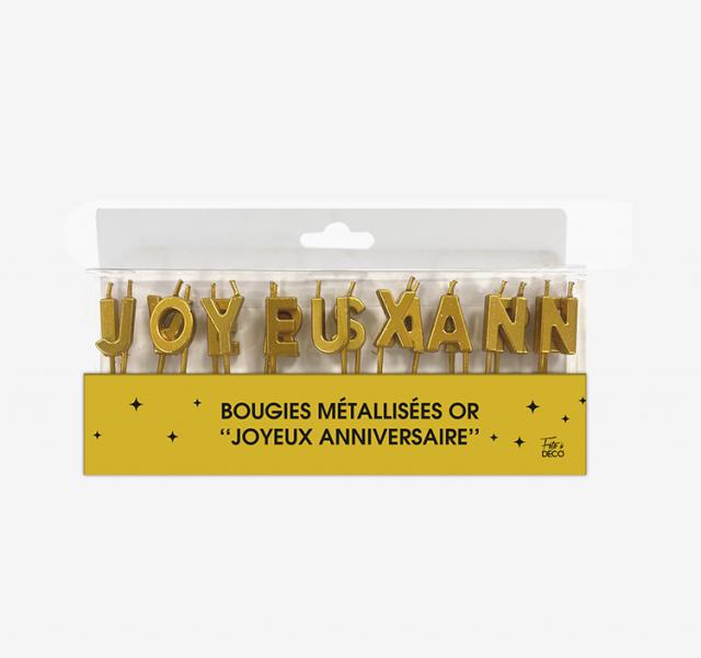 Bougies 18 Lettres Joyeux Anniversaire Métalliques Or