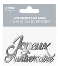 6 Tischdekorationen Geburtstag metallic Silber