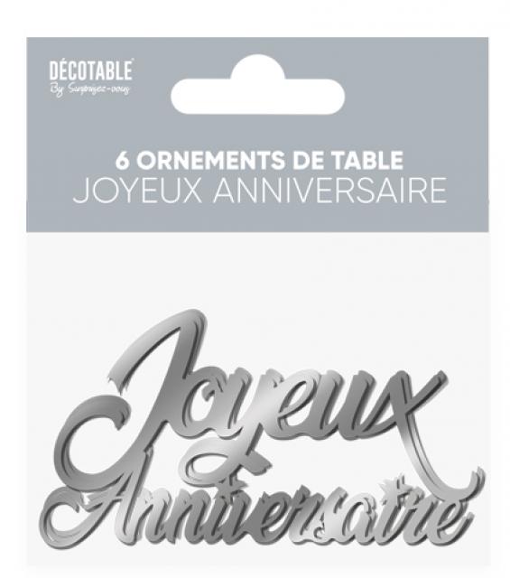 6 Tischdekorationen Geburtstag metallic Silber