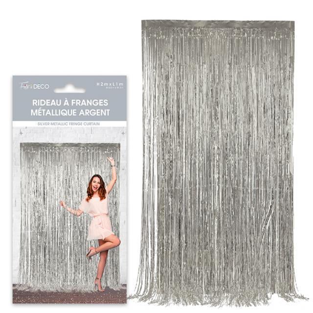 Rideau Franges Métallique Argent