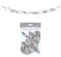Girlande Metallisch 2,5 m Happy Birthday Silber