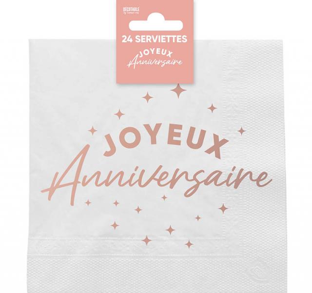 Servietten x 24 Metallic Roségold Geburtstag