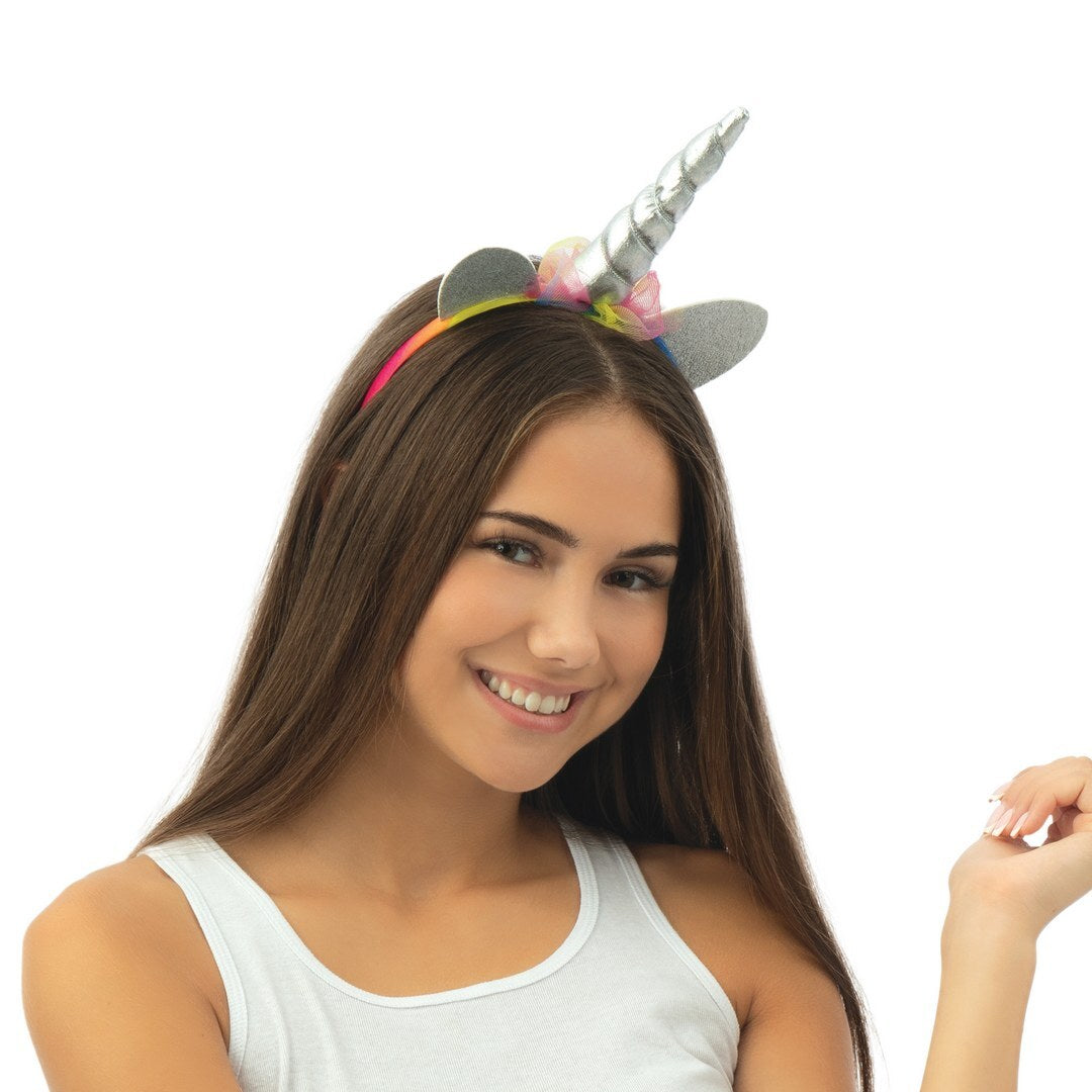 Einhorn-Haarreif - silber, mehrfarbig