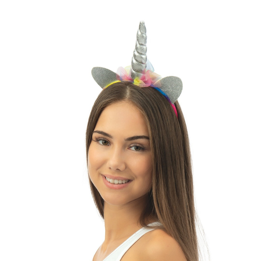 Einhorn-Haarreif - silber, mehrfarbig
