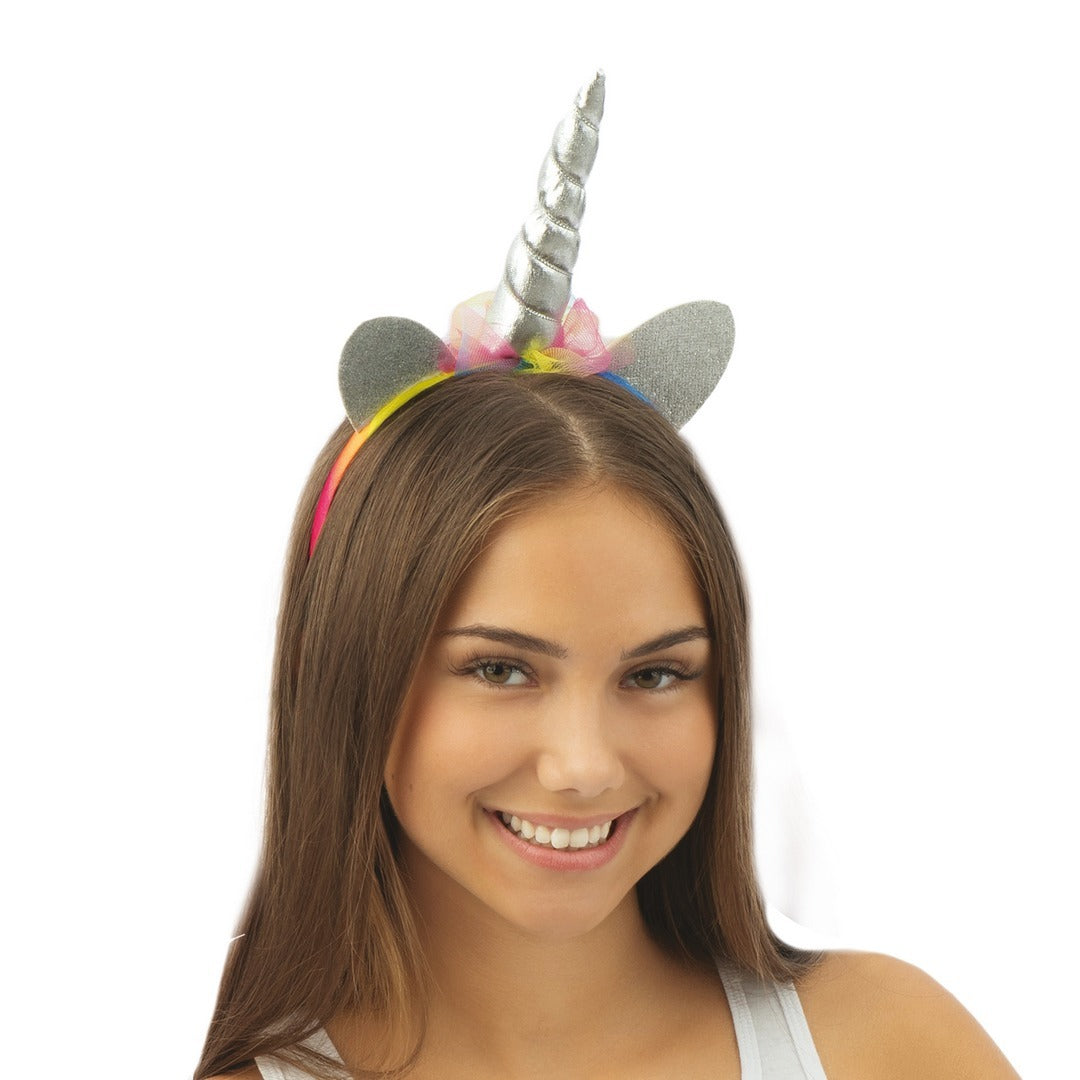 Einhorn-Haarreif - silber, mehrfarbig