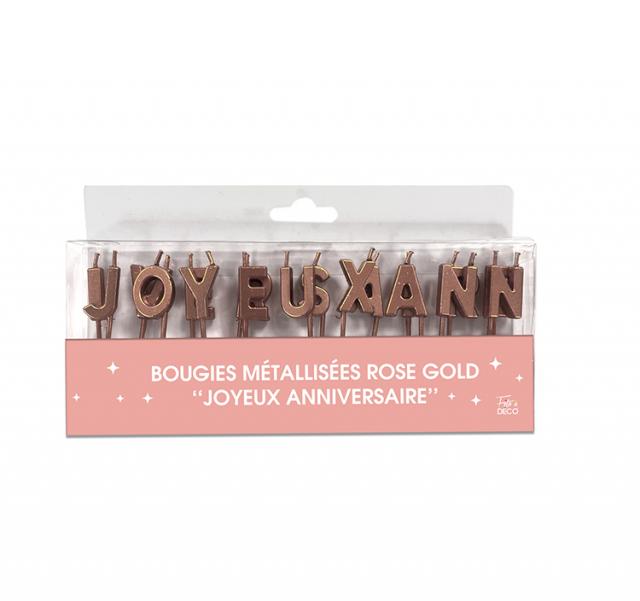 Rose Gold Metallic Happy Birthday 18 Letters Candles