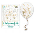 Konfetti-Ballons Hochzeit Weiße und goldene Herzen x 6