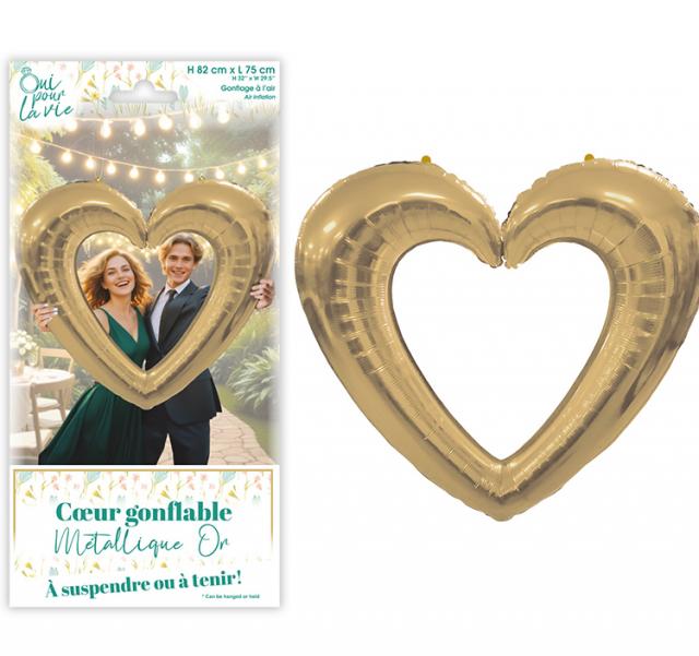 Aufblasbares Herz metallic Hochzeit Gold