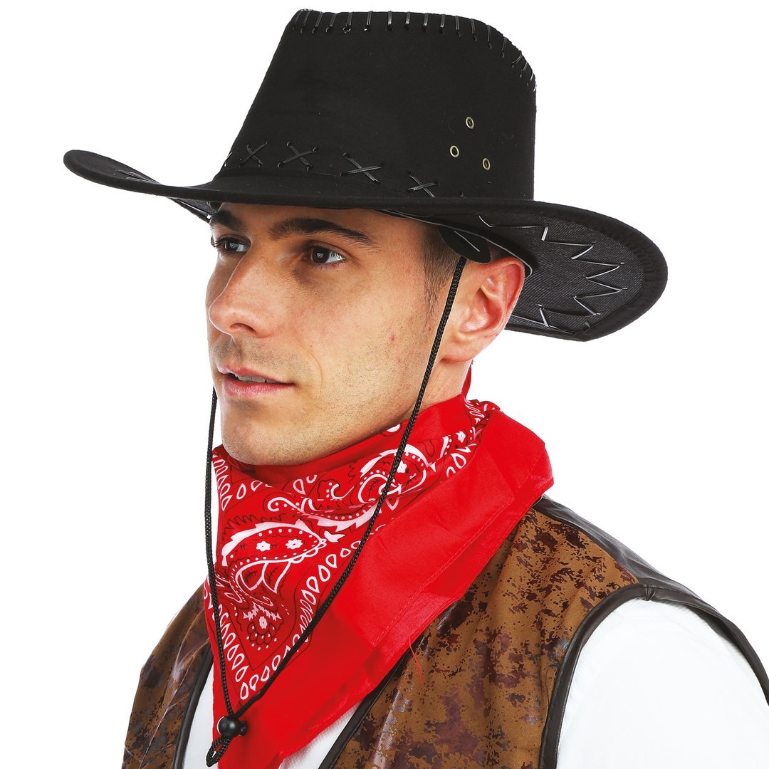 Cowboy-Hut im Nubuk-Stil – Erwachsene – schwarz