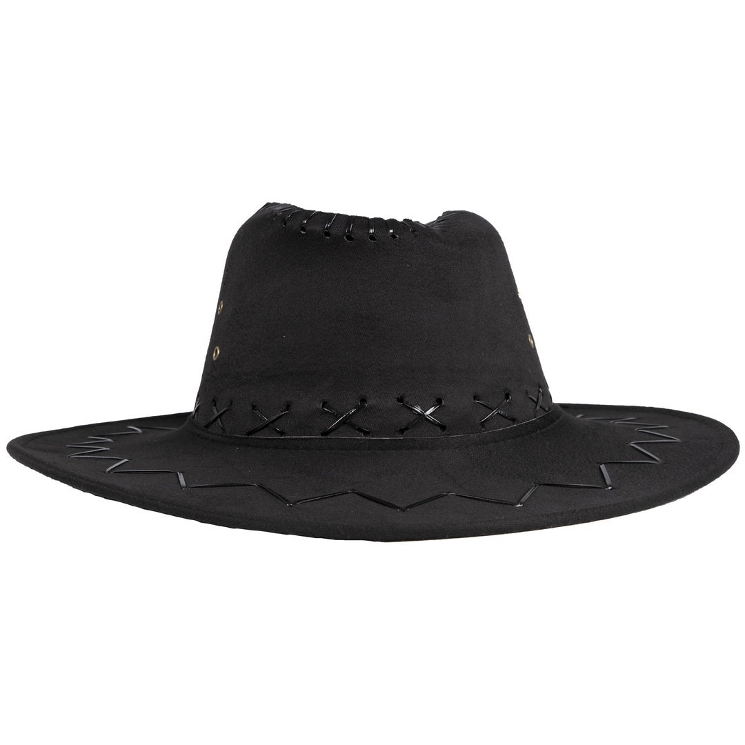 Cowboy-Hut im Nubuk-Stil – Erwachsene – schwarz