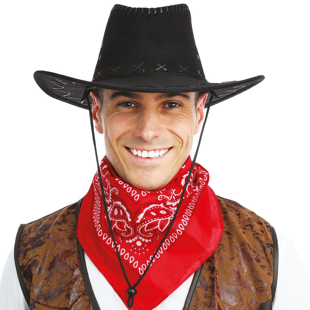 Cowboy-Hut im Nubuk-Stil – Erwachsene – schwarz