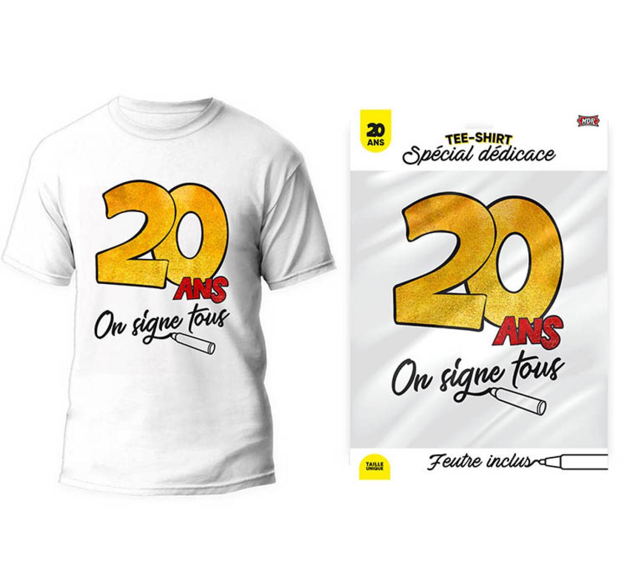 T-Shirt Alter zum Signieren 20 Jahre