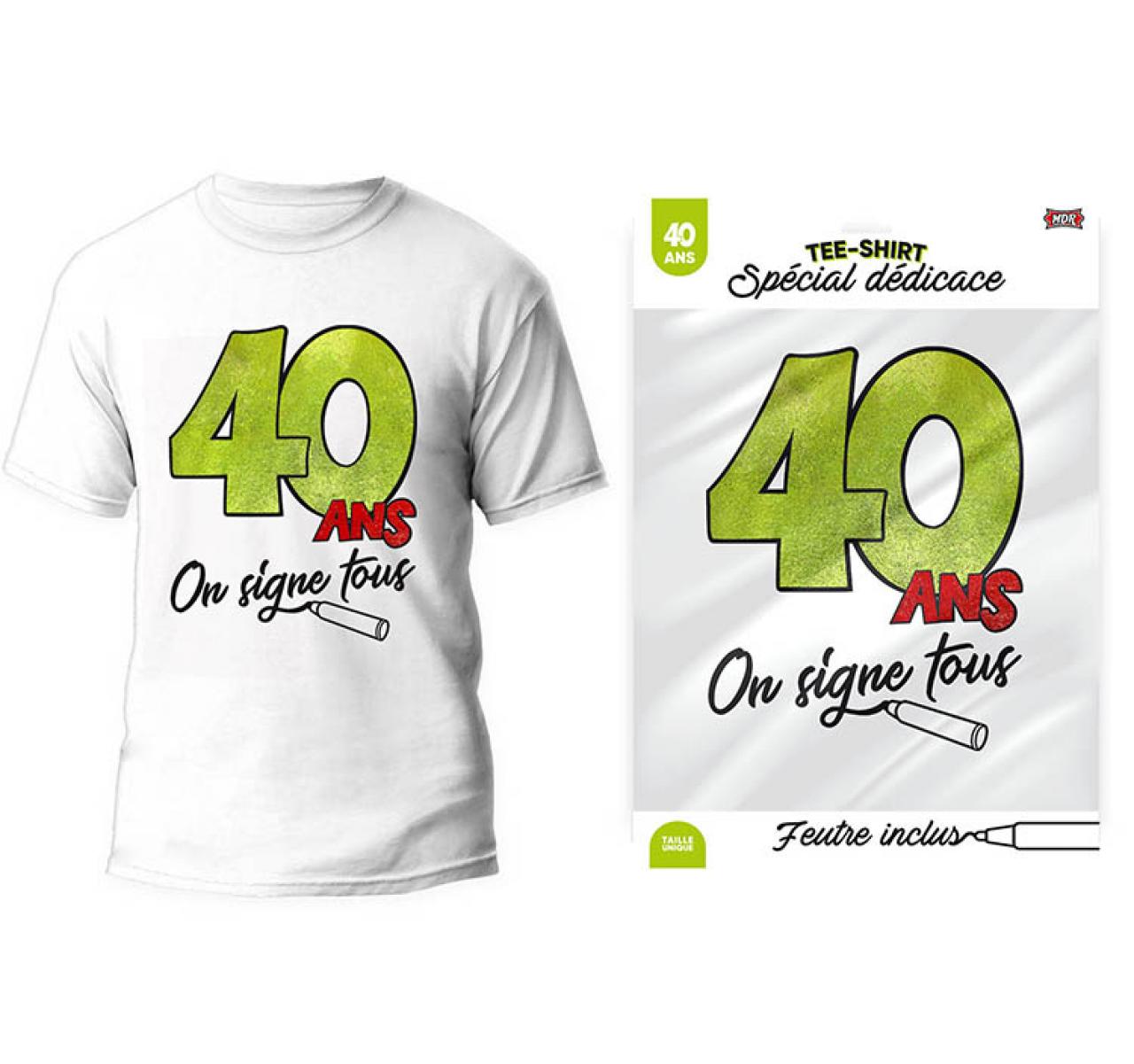 T-Shirt zum Unterschreiben Alter 40 Jahre