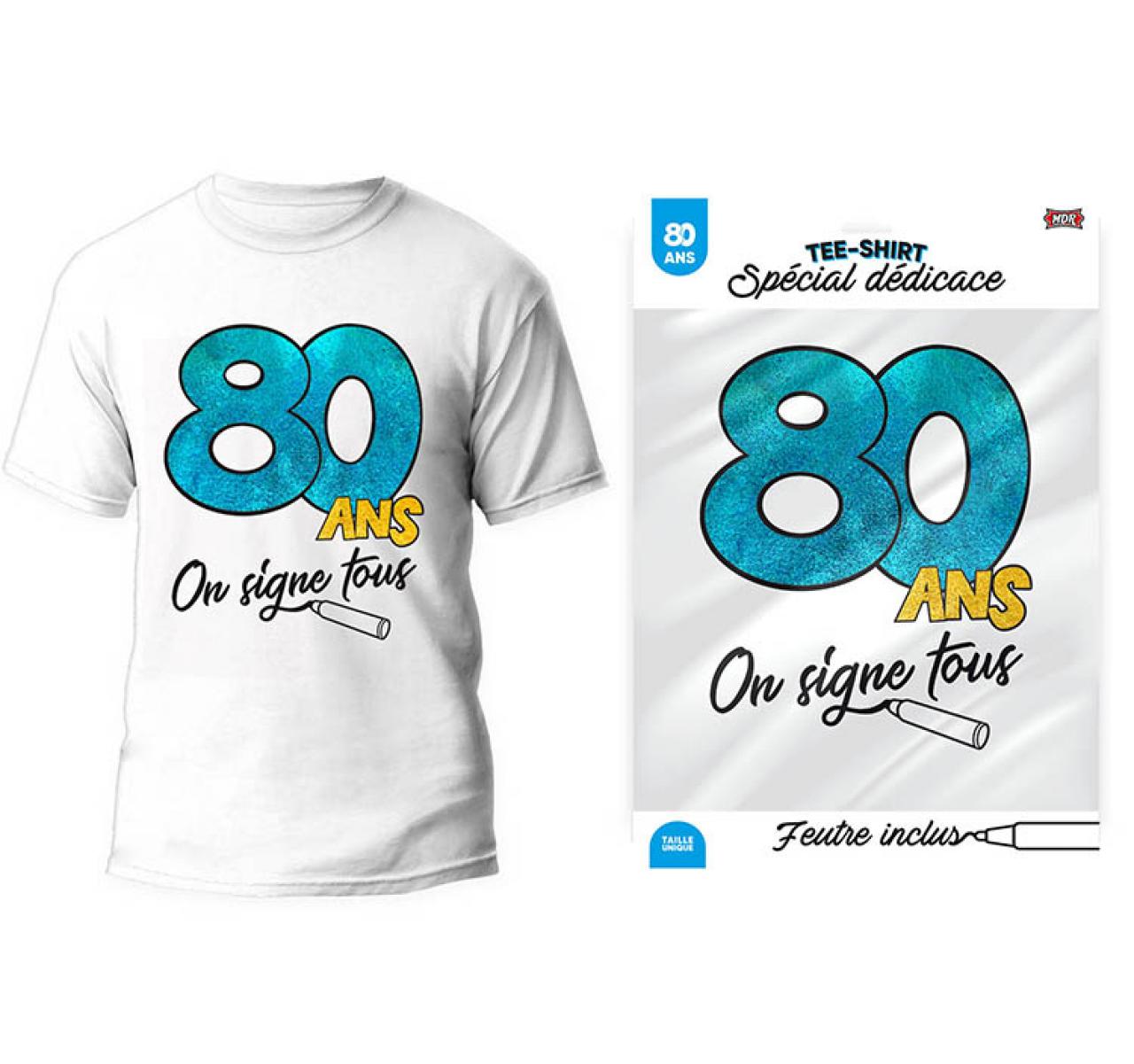 T-Shirt 80. Geburtstag zum Signieren