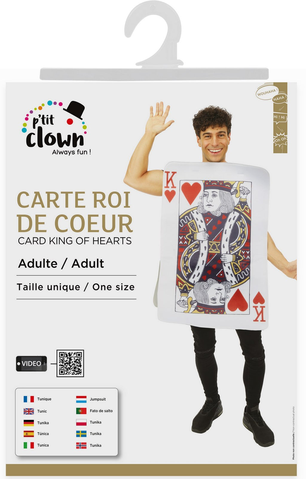 King of Hearts Playing Card Costume - Adult - One Size