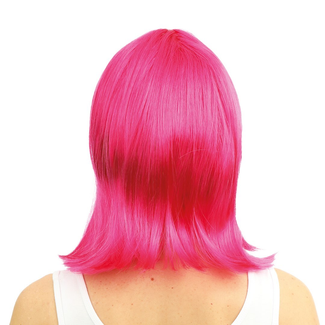 Gerade, mittellange Perücke mit Pony – rosa