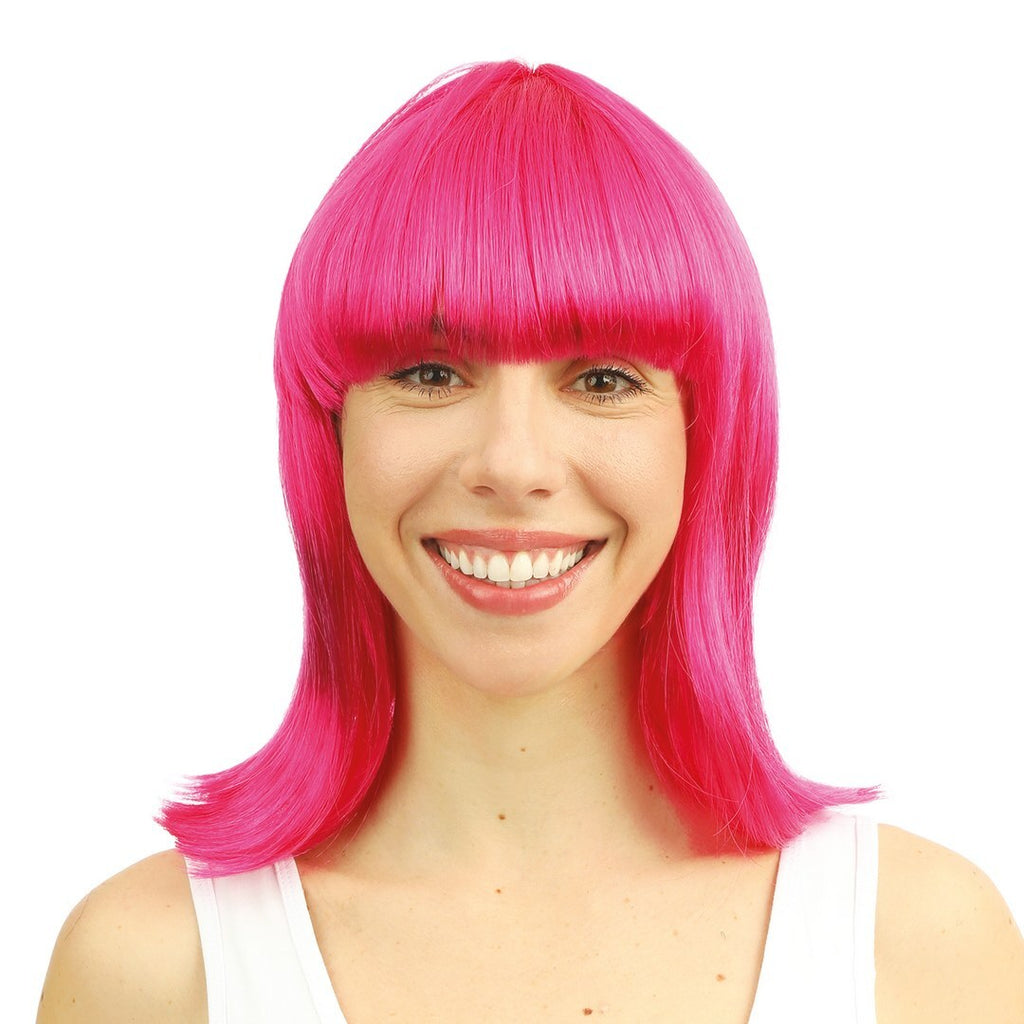 Gerade, mittellange Perücke mit Pony – rosa