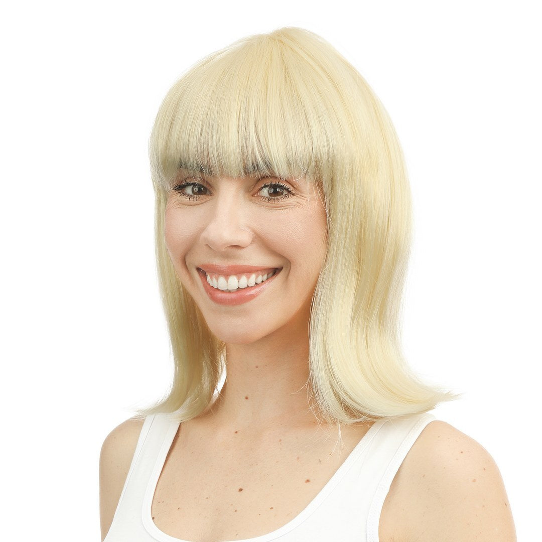 Glatt gestufte Perücke mit Pony - blond