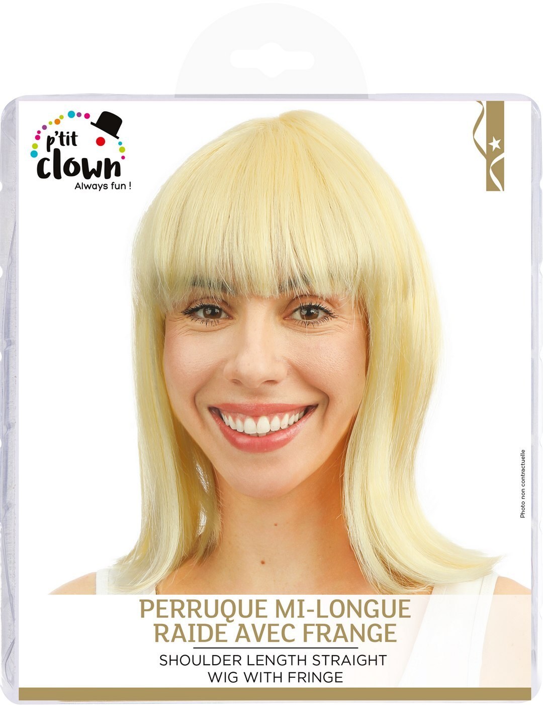 Glatt gestufte Perücke mit Pony - blond