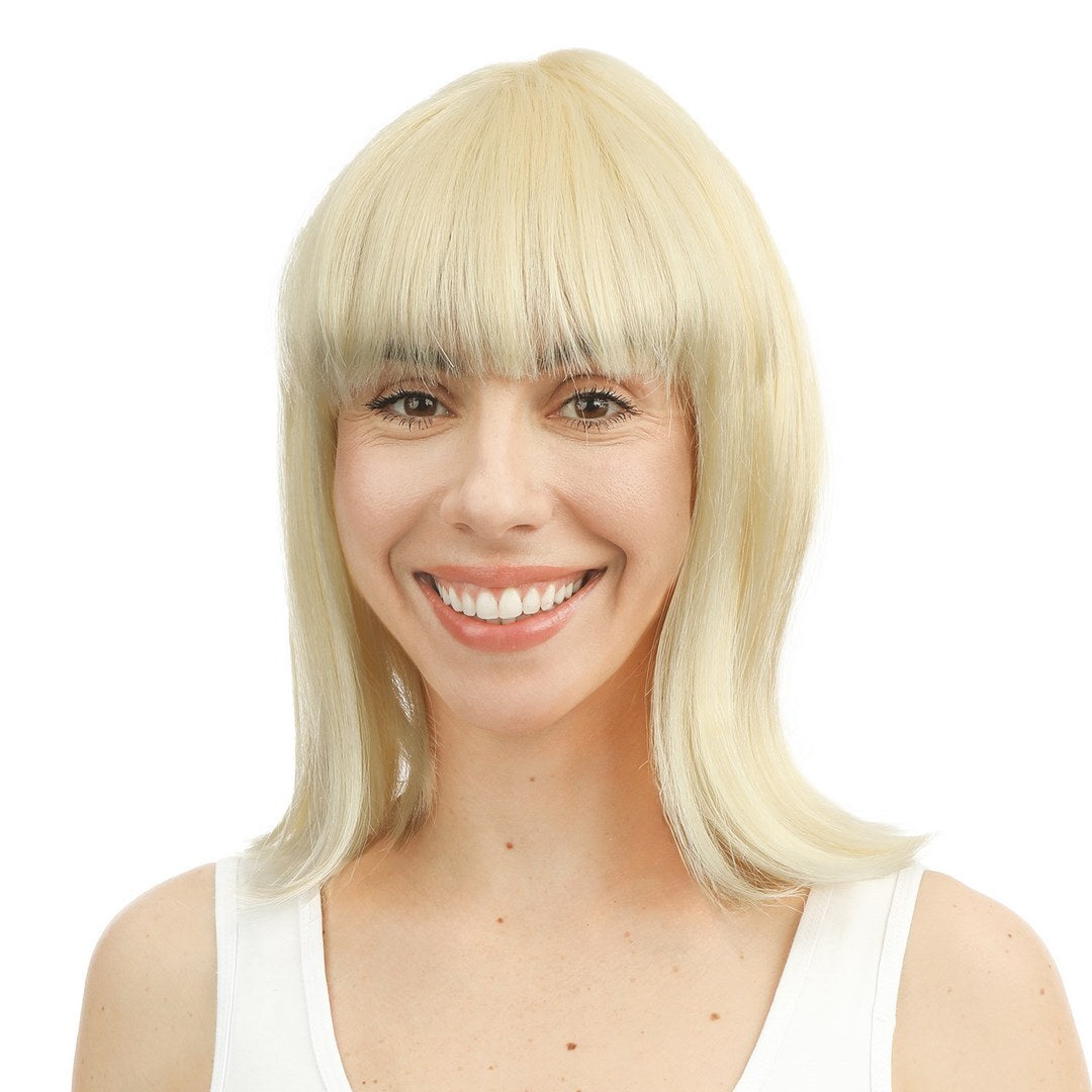Glatt gestufte Perücke mit Pony - blond