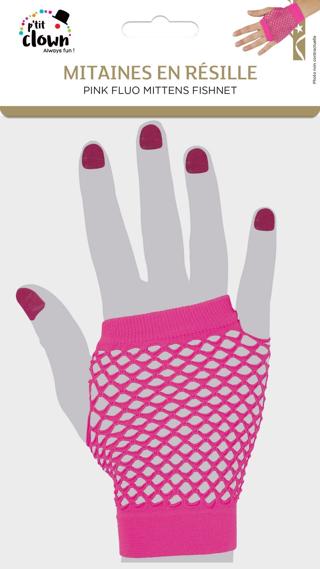 Mitaines en résille - rose fluo