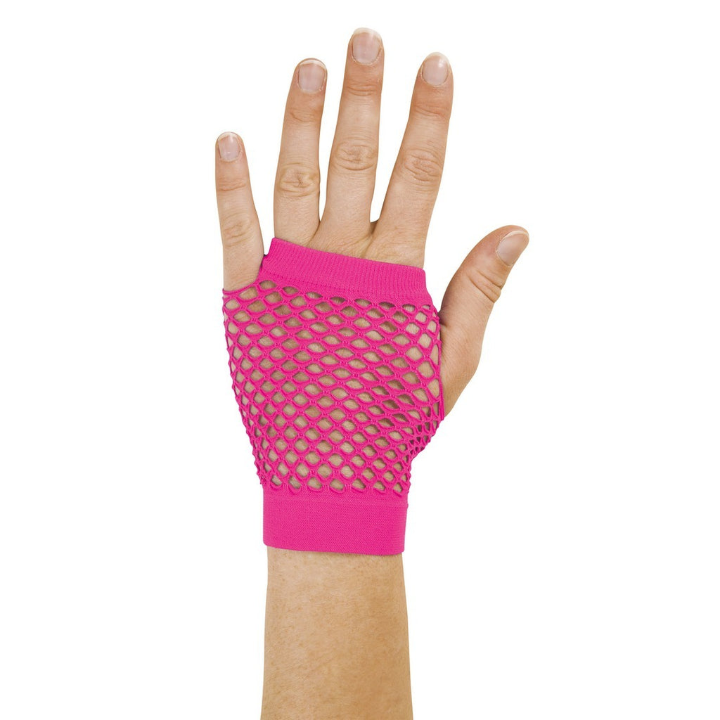 Mitaines en résille - rose fluo