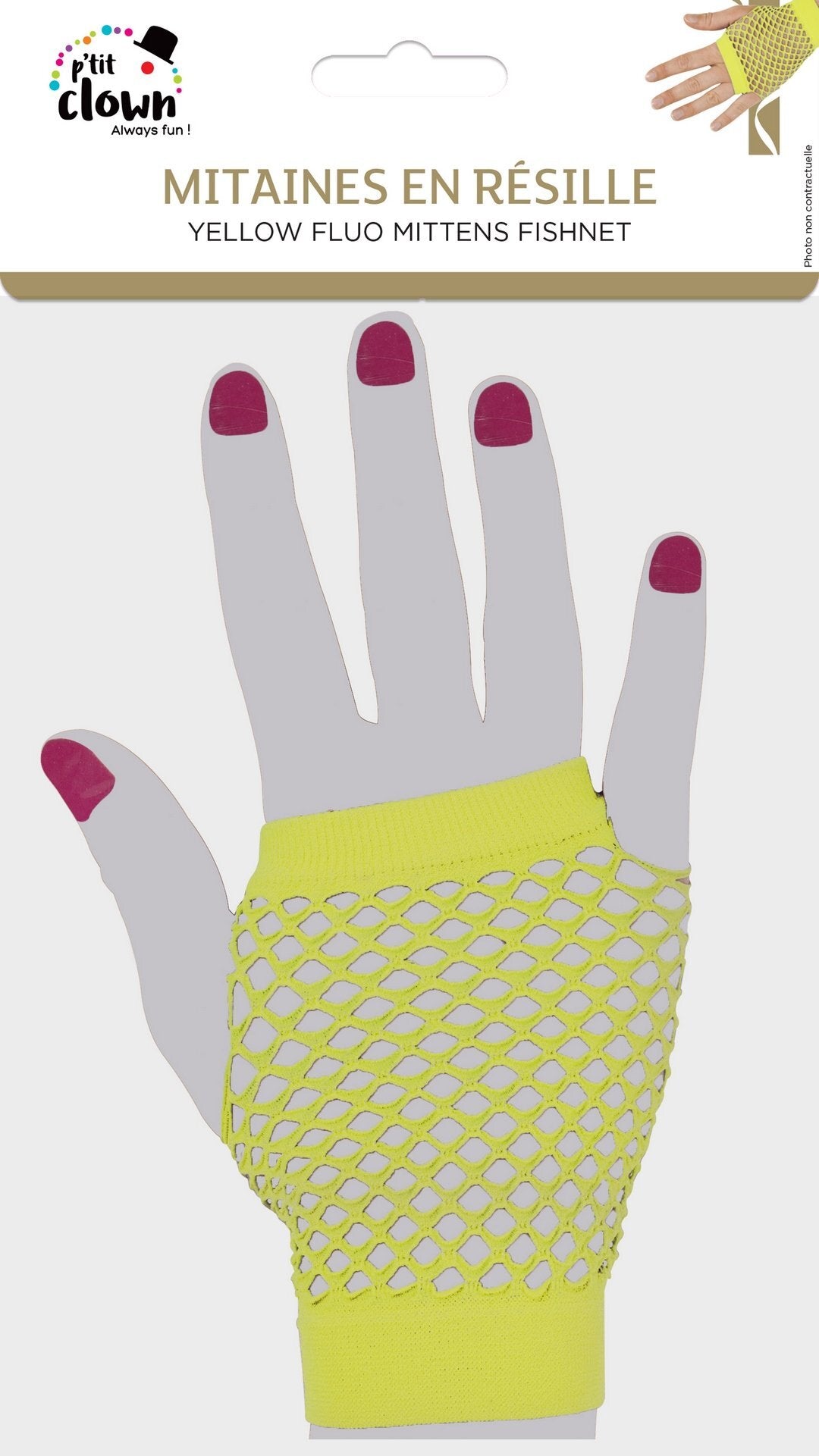 Mitaines en résille - jaune fluo