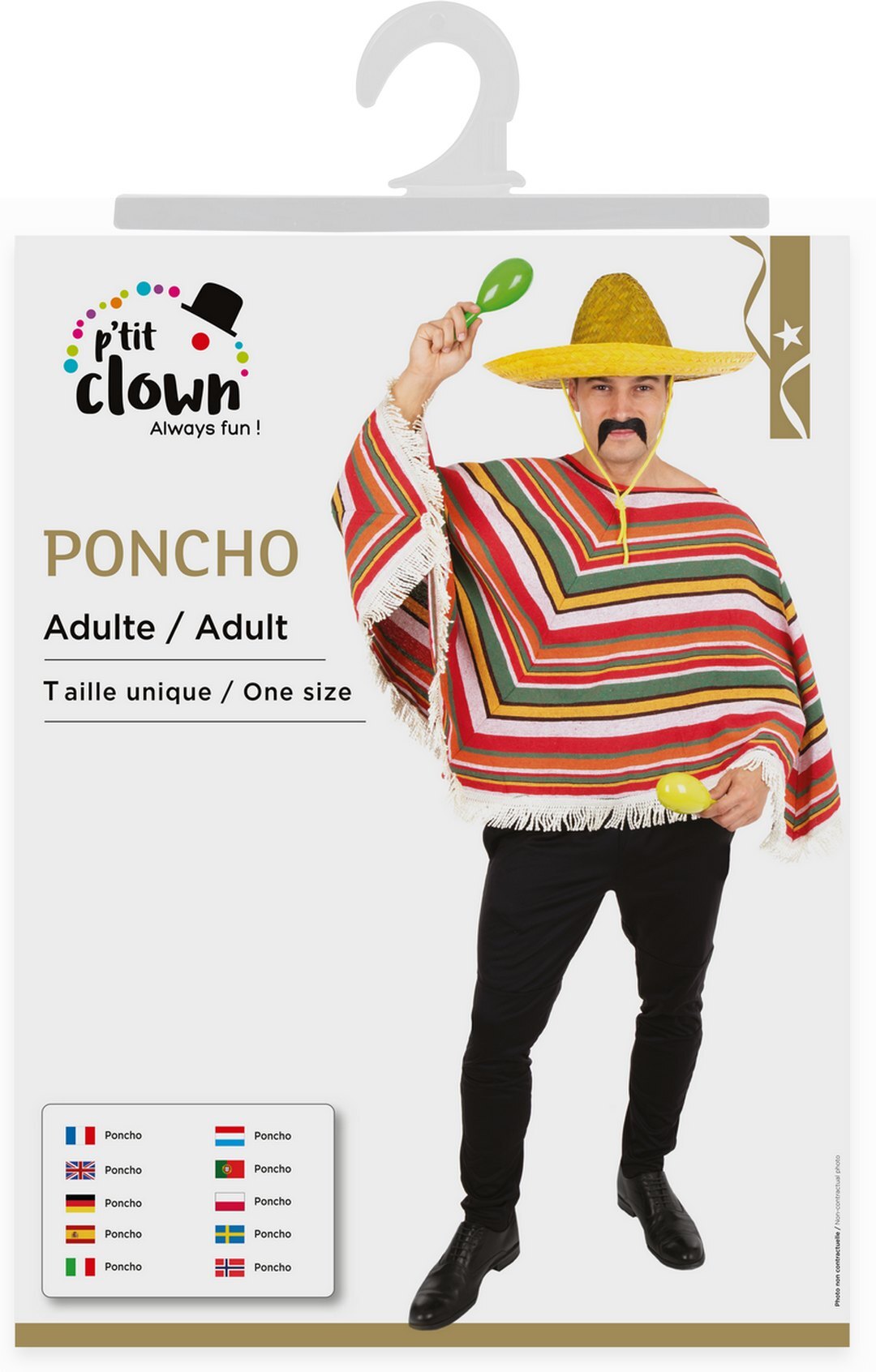 Mexikanischer Poncho – Erwachsene – Einheitsgröße