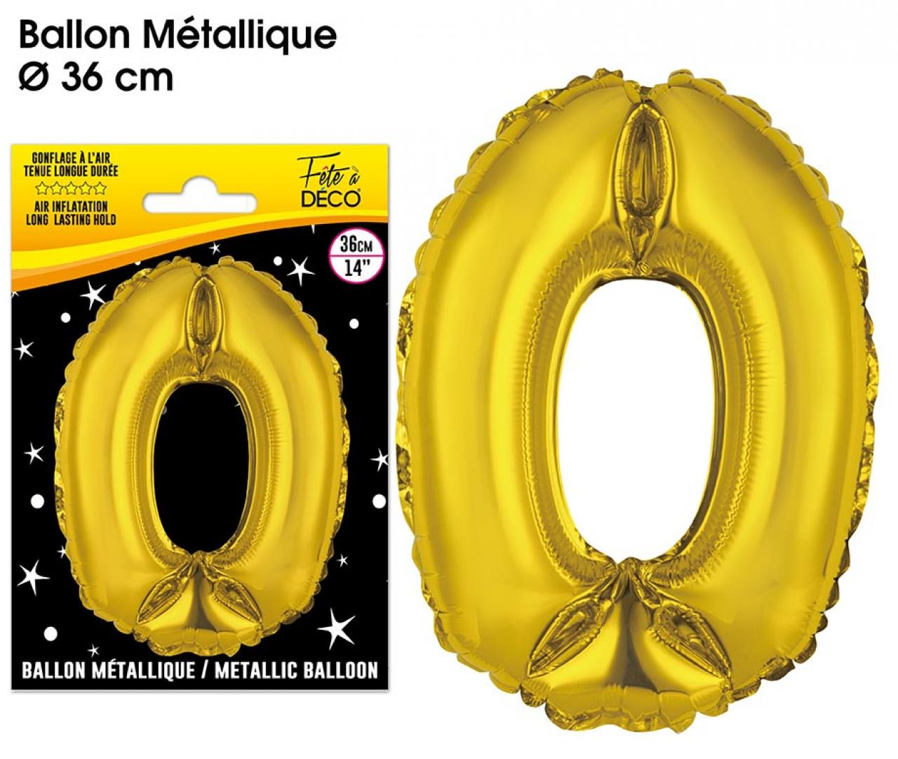 Ballons métalliques OR chiffre 0