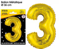 Ballons métalliques OR chiffre 3