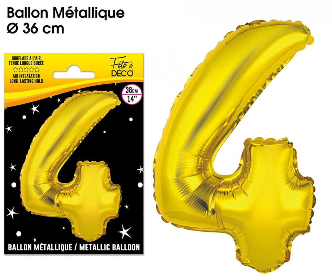 Ballons métalliques OR chiffre 4