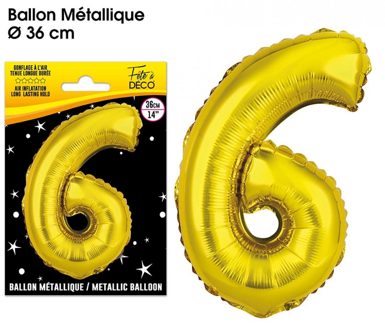 Ballons métalliques OR chiffre 6