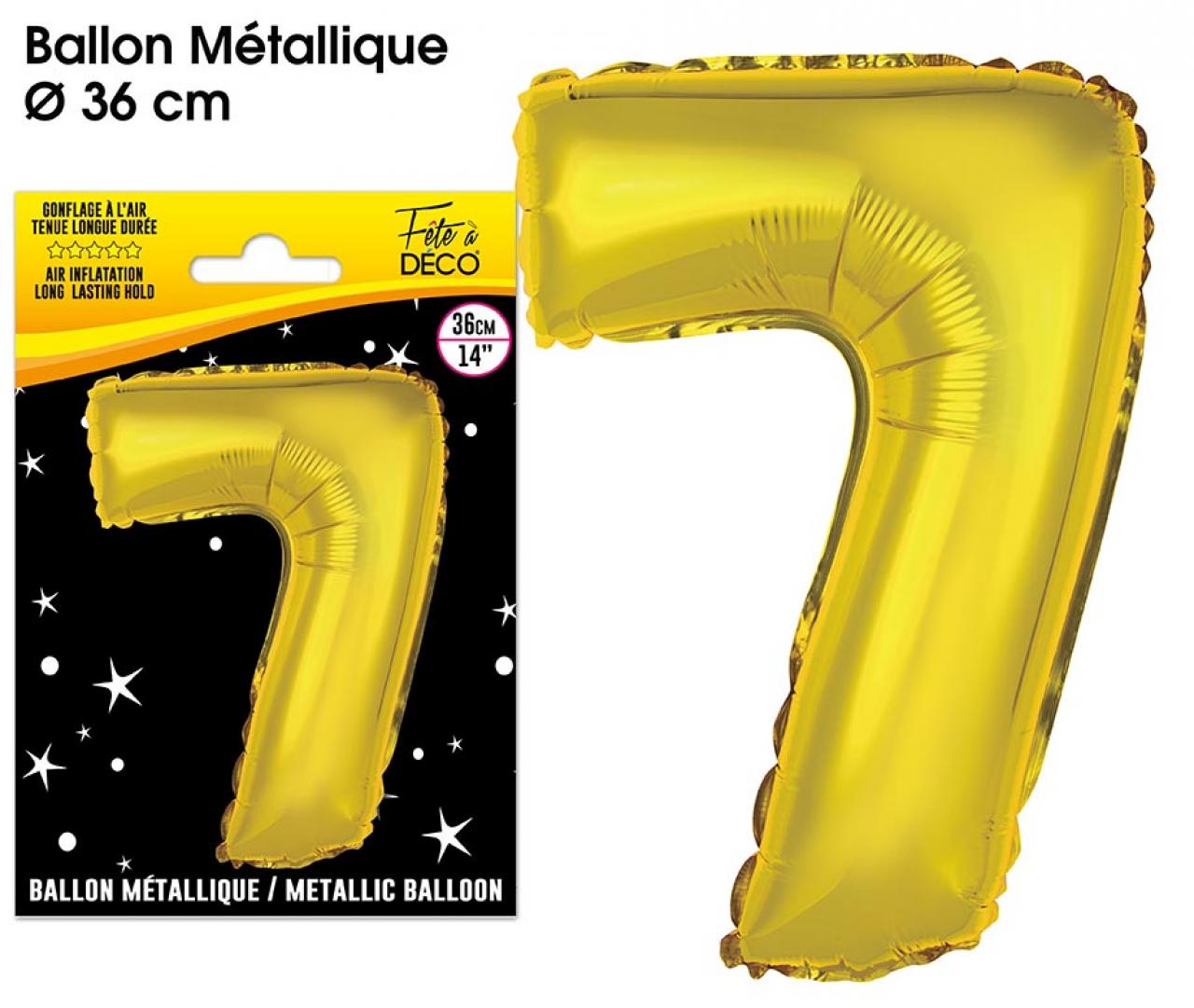 Ballons métalliques OR chiffre 7
