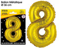 Ballons métalliques OR chiffre 8