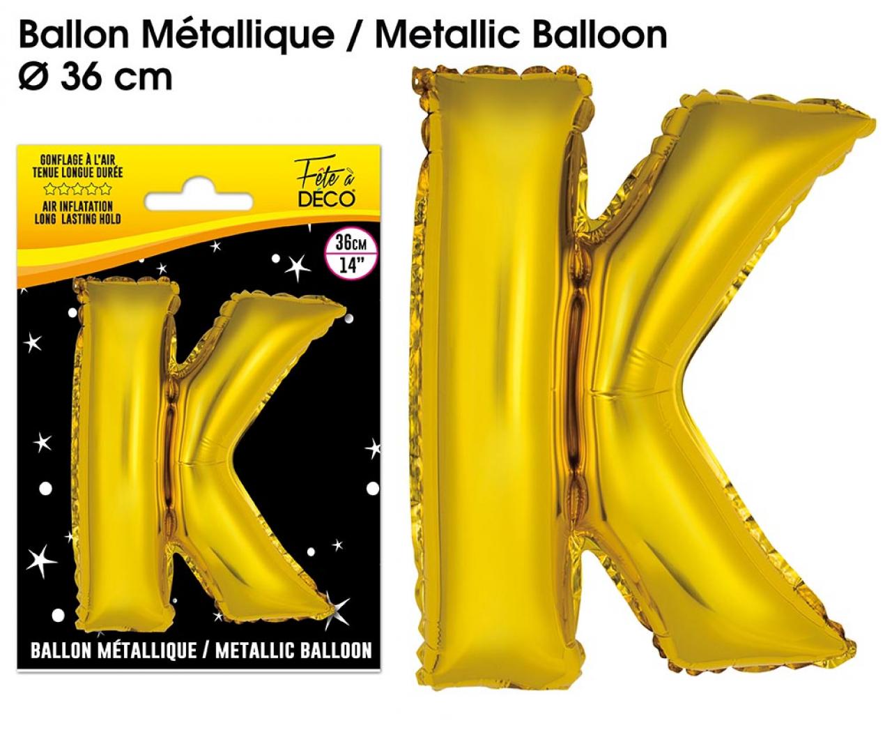 Buchstabenballon K, Metallic-Gold