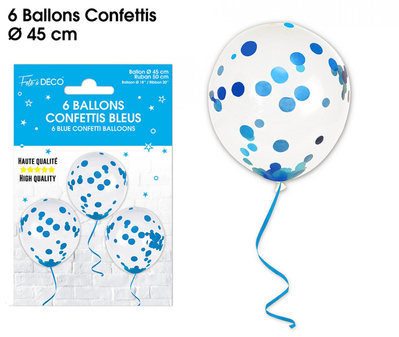 6 blaue Konfetti-Ballons